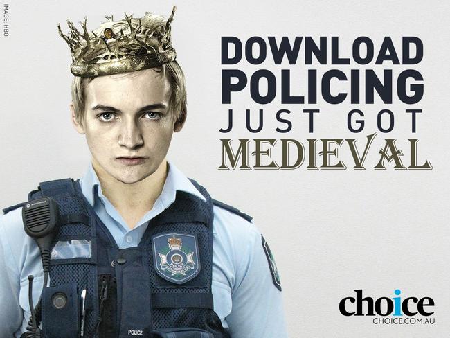 Consumer group Choice has released this image, which references a popular target for illegal downloading, <i>Game of Thrones</i>, as part of a campaign against the anti-piracy scheme.