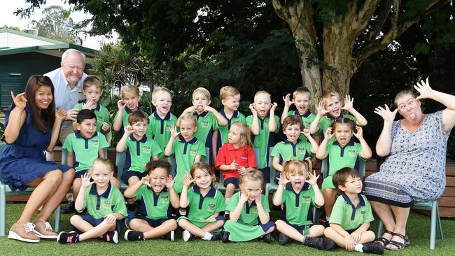MY FIRST YEAR: Funny faces. Cooroy State School Preps. Picture: Patrick Woods.
