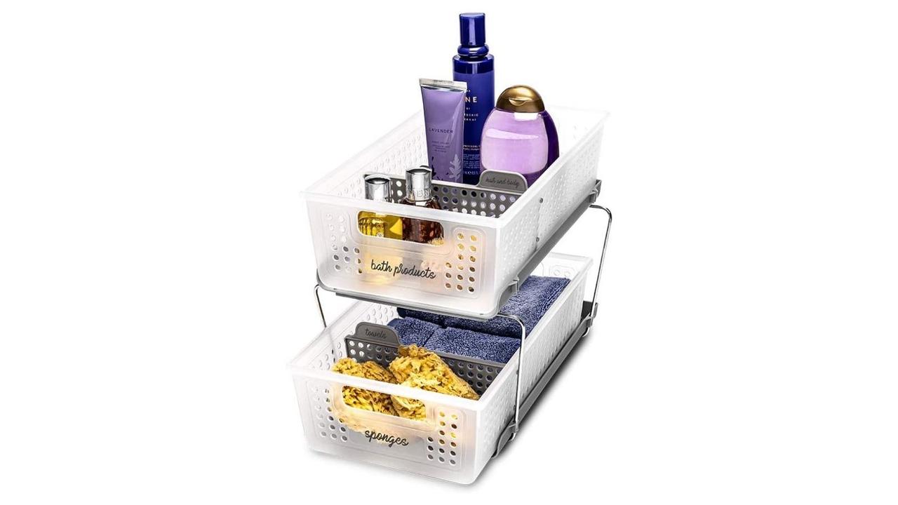 madesmart Large 2-Tier Organiser with Dividers. Image: Image: Amazon Australia.