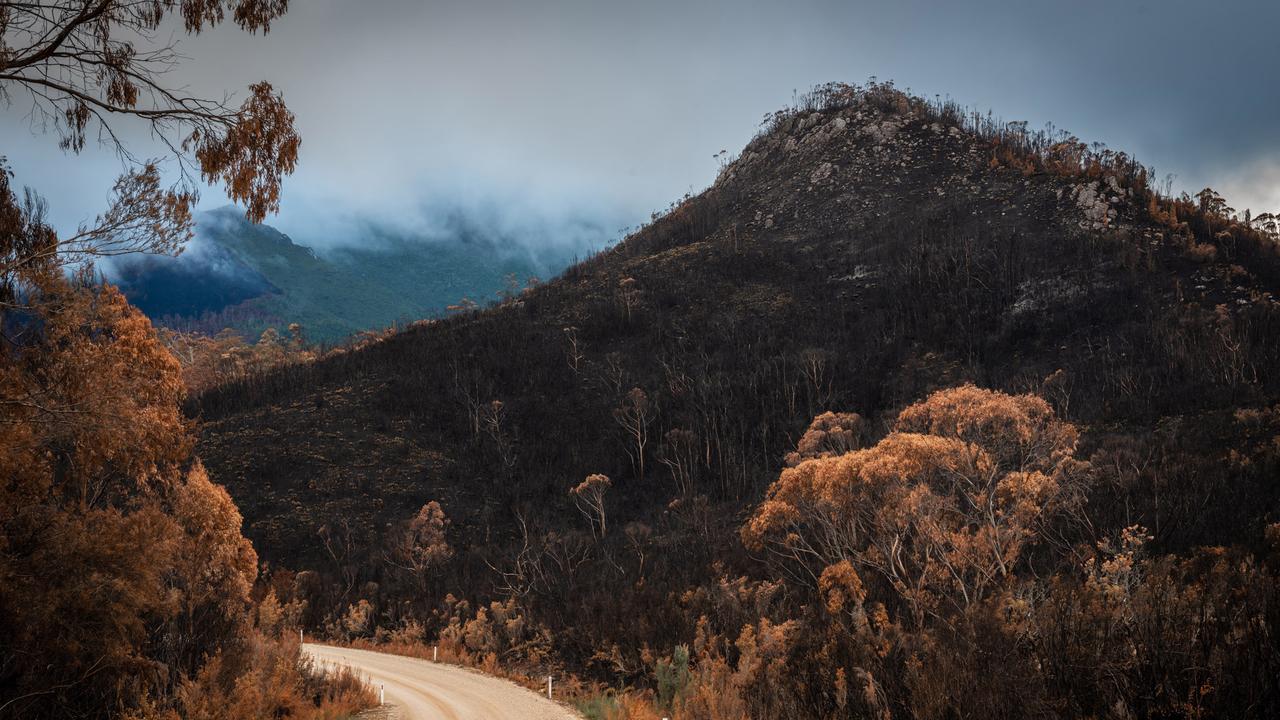 Burnt hill from Scotts Peak Road. Images taken after the recent bushfires in southern Tasmania. Picture: GEOFF MURRAY ***SUPPLIED WITH PERMISSION FROM PHOTOGRAPHER FOR ONE TIME USE PRINT AND ONLINE***