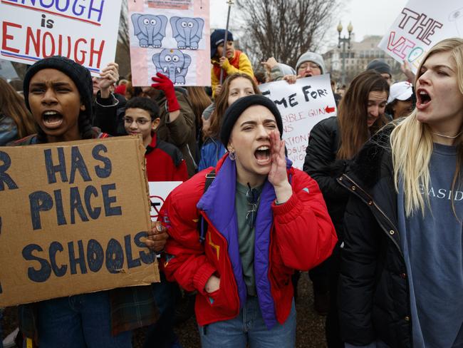 Jane Schwartz, 17, was among the high school protesters at the White House. Picture:AP/Evan Vucci