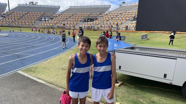 Churchie won both the Div 1 and Div 2 11 years hurdles - on the left is Edward Potter, and on the right is Div 1 winner Charles Lopes.