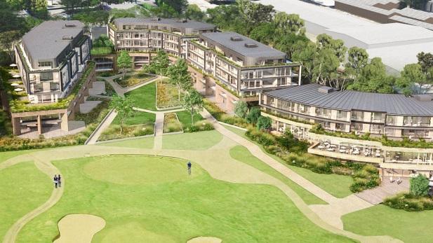 Artist impression of the planned seniors housing on Bankstown Golf Club. Picture: Planning documents