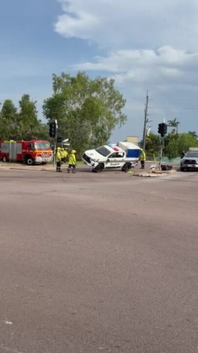 Police car flipped during Top End traffic chaos