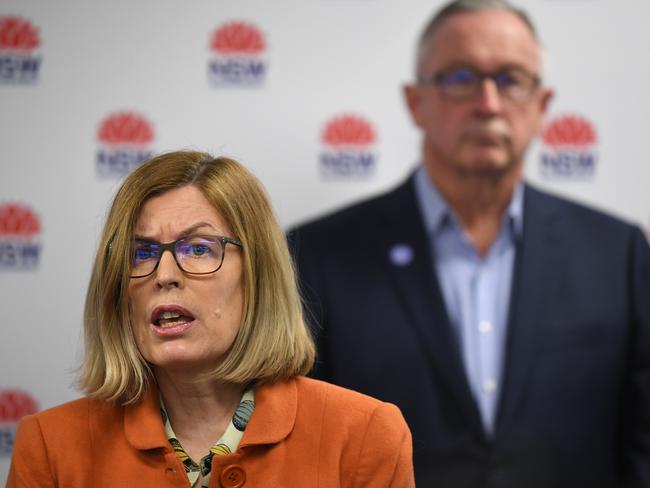 Mr Hazzard with NSW Chief Medical Officer Dr Kerry Chant. Picture: Joel Carrett