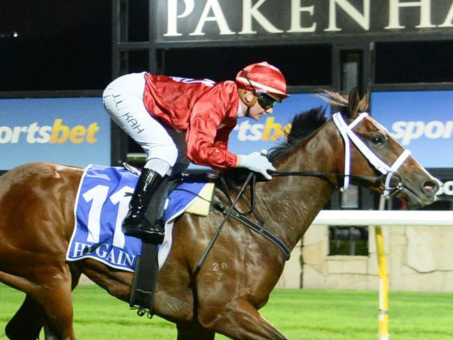 Way To Go Paula ridden by Jamie Kah wins the McMahons BM64 Handicap at Sportsbet Pakenham on April 08, 2021 in Pakenham, Australia. (Ross Holburt/Racing Photos via Getty Images)