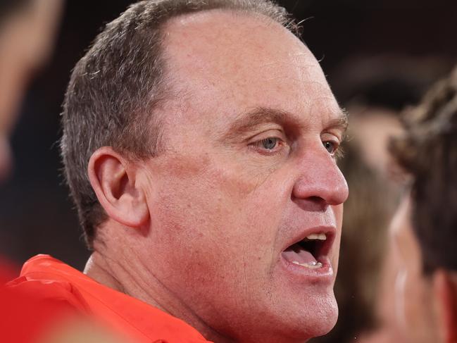 ADELAIDE, AUSTRALIA - JUNE 15: John Longmire, Senior Coach of the Swans during the 2024 AFL Round 14 match between the Adelaide Crows and the Sydney Swans at Adelaide Oval on June 15, 2024 in Adelaide, Australia. (Photo by James Elsby/AFL Photos via Getty Images)