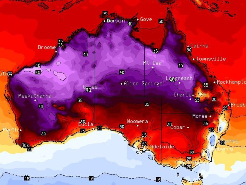 New Year heat will be particularly pronounced over WA and Northern Australia. Picture: BSCH.