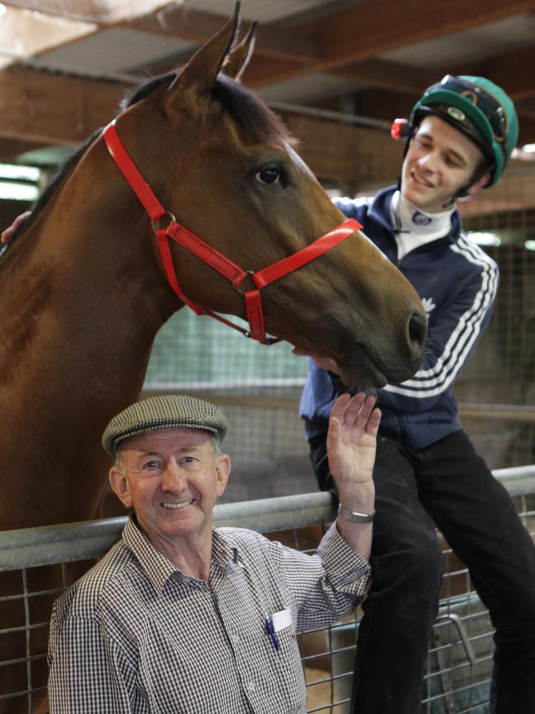 Trainer Ron Quinton and apprentice Sam Clipperton with Festival Stakes-Villiers winner Monton back in 2012. Picture: File