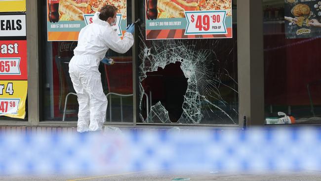 Fish and Chips and Pizza site in Corio where a man was critically injured. Picture: Alan Barber