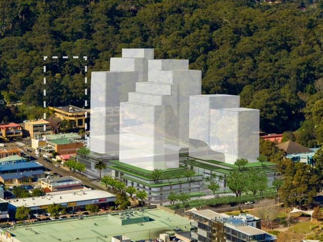 Artist impression of the five Gosford Alive towers. The option of a sixth tower has not been included in the latest approval.