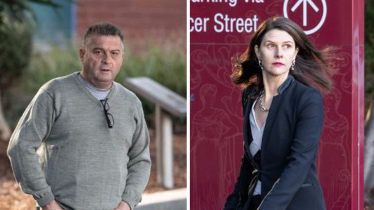 Geelong City Hall cheif-executive Ali Wastie and property owner John Verikios arriving at Geelong Magistrates Court on 29/07.