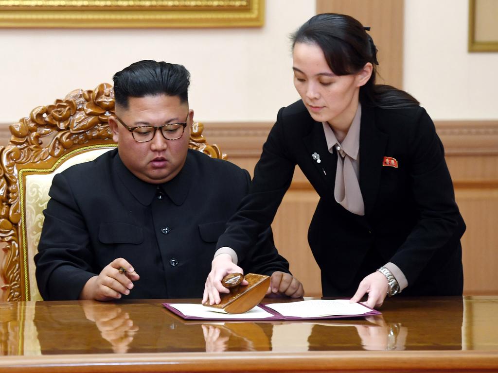 Kim Yo-jong with her brother, North Korean leader Kim Jong-un. Picture: Pyongyang Press Corps Pool via AP