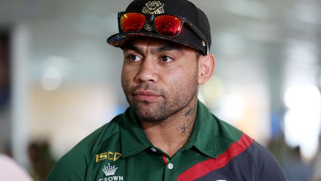 Former NRL great Nathan Merritt arriving at Cairns Airport ahead of Souths v Raiders game. Picture: Stewart McLean