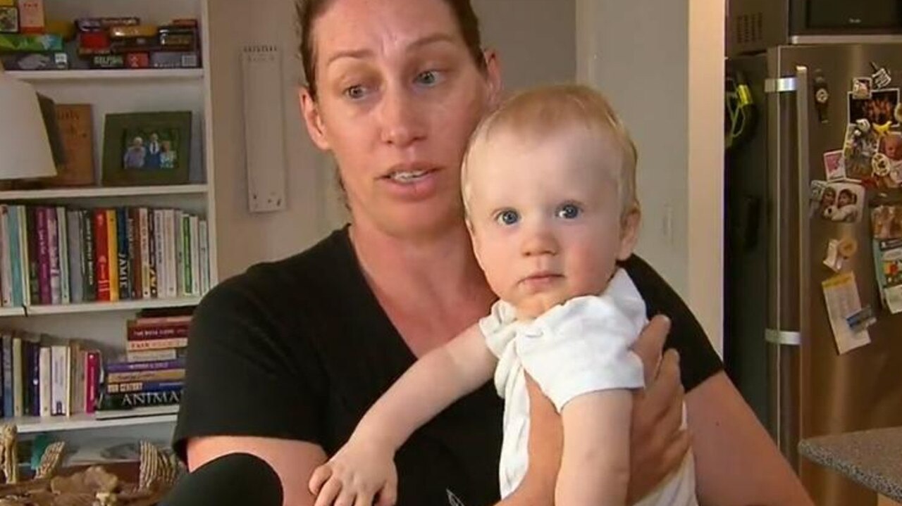 Nicole Filar and her young child were walking in Perth on Monday afternoon when two dogs violently attacked them. Picture: Nine News