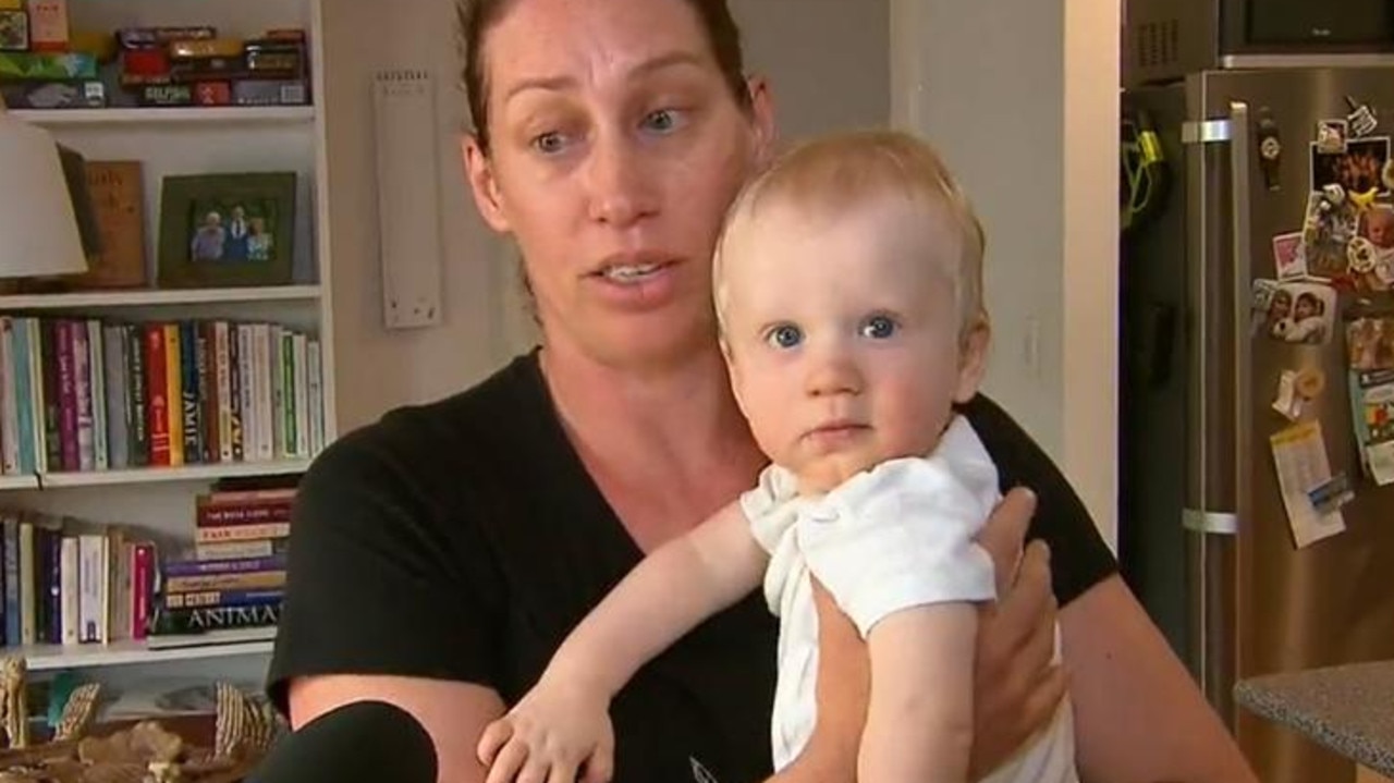 Nicole Filar and her young child were walking in Perth on Monday afternoon when two dogs violently attacked them. Picture: Nine News