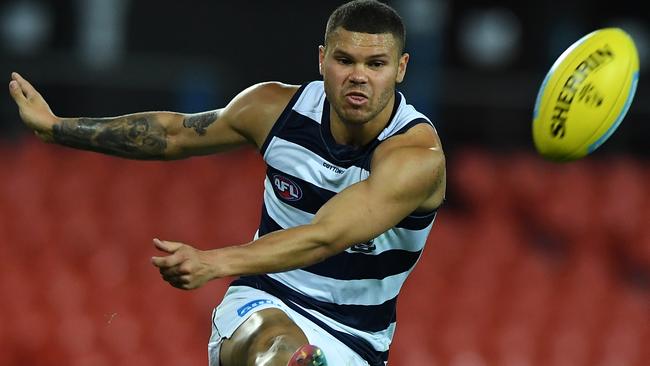 Speedster Brandan Parfitt helps the Cats run and gun. Picture: AFL Photos/Getty Images