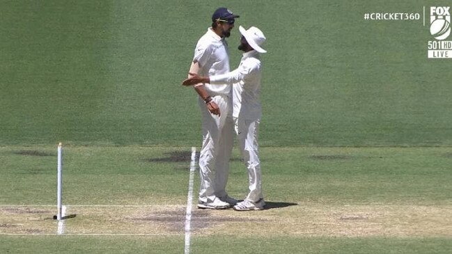 Ishant Sharma and Ravindra Jadeja exchange words on the pitch in Perth.