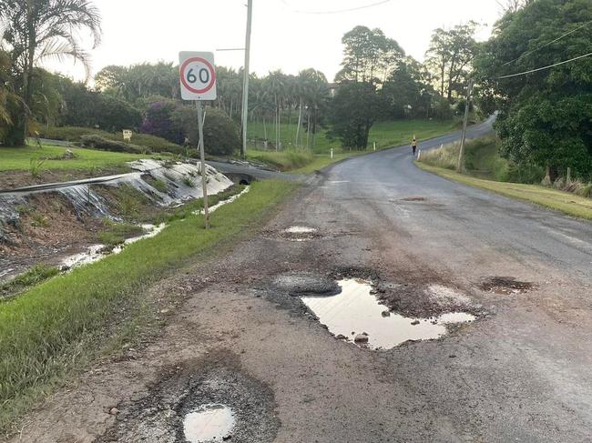 The state of Woolgoolga's potholes, as seen on Newmans Road.