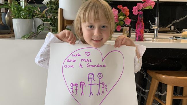 Alfie Crowley with a sweet message for his grandparents. Picture: Supplied.