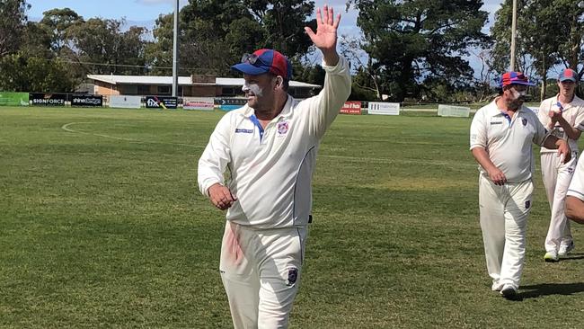 Dwayne Field after taking 7-44 in Flinders' second XI. Picture: Facebook