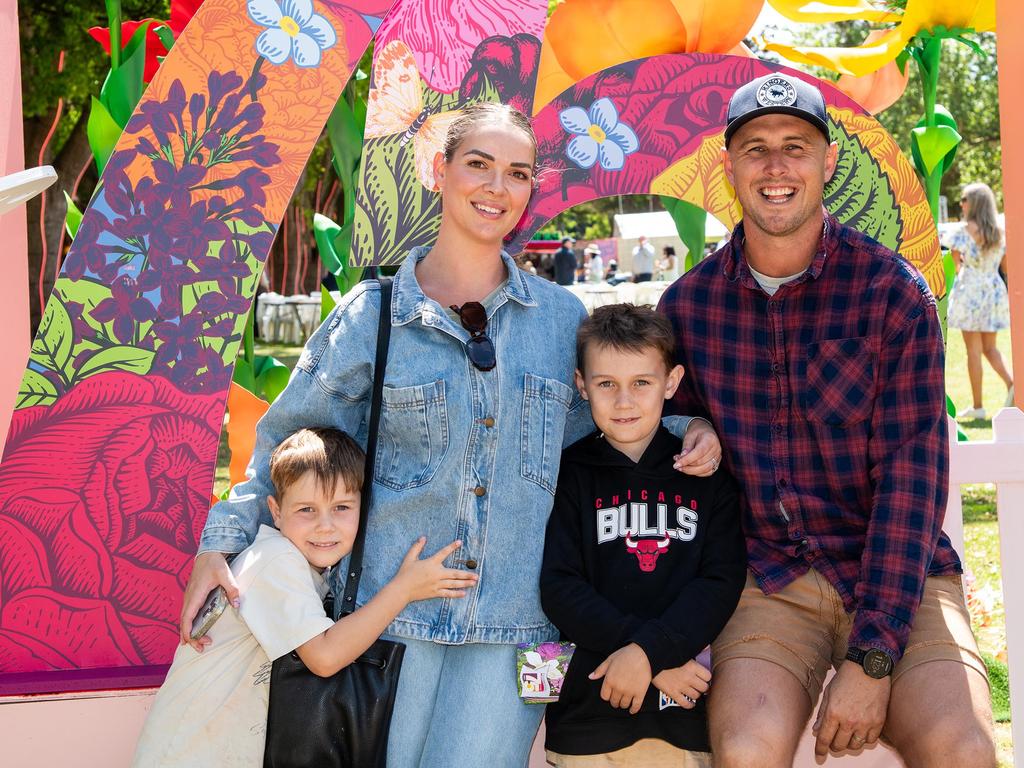 Parker (left), Cody, Sonny and Jedd Savage arrive for the Toowoomba Carnival of Flowers Festival of Food and Wine. Saturday September 14th, 2024. Picture: Bev Lacey