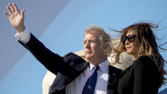 Donald and Melania Trump at the Osan Air Base in Pyeongtaek, South Korea. Picture: AP Photo/Andrew Harnik