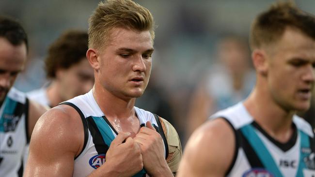 Port's Ollie Wines can't hide his frustration after losing to Fremantle.