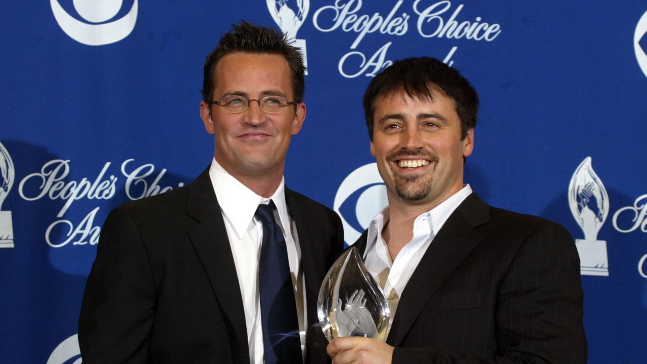 Perry, seen here with Friends co-star Matt LeBlanc in 2004, had battled drug and alcohol addiction for decades before his death. Picture: Carlo Allegri/Getty