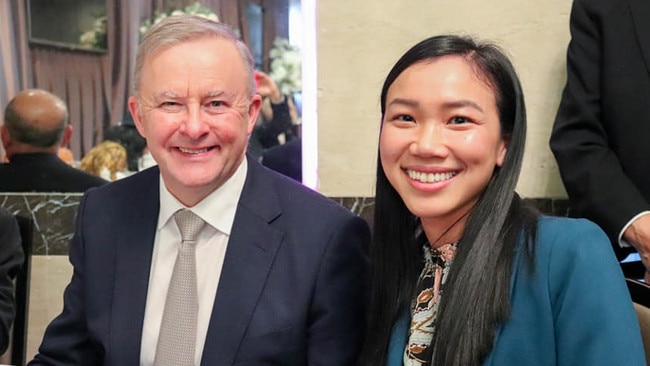 Labor leader Anthony Albanese with Tu Le at a Fowler fundraiser in June 2021. Picture: Facebook