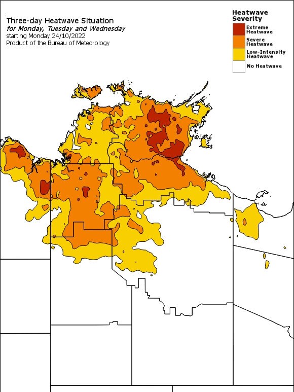 The Bureau's three-day heatwave in the Top End. Picture: Bureau of Meteorology