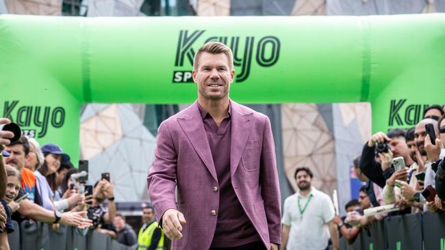 David Warner at the Fox Cricket and Kayo Sports cricket launch in Melbourne. Picture: Jake Nowakowski