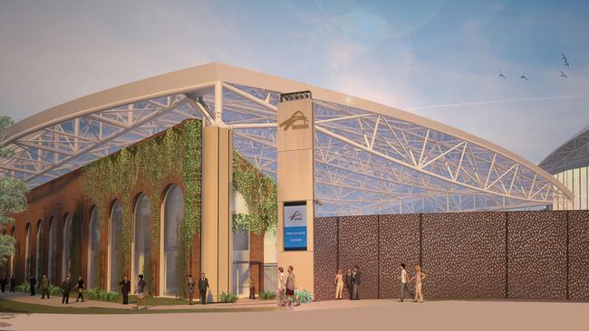 An artist’s impression of the proposed new Memorial Drive Tennis Centrel complex in Adelaide. Picture: Tennis Australia