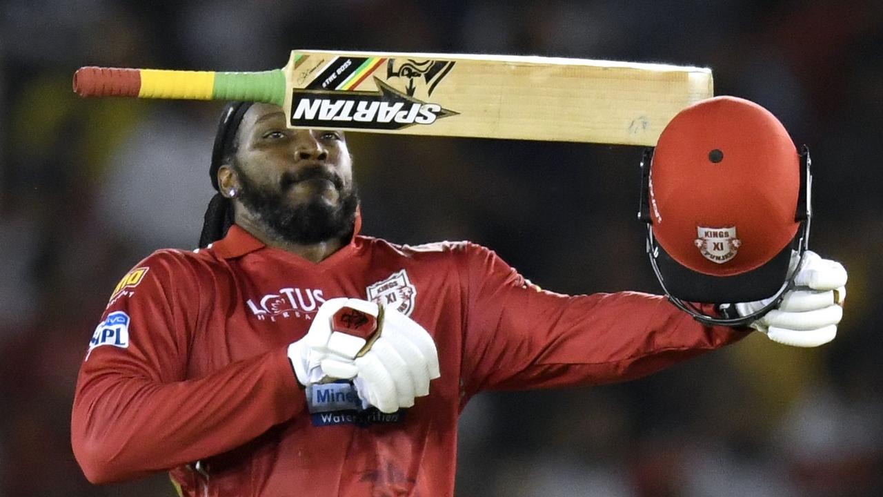 Chris Gayle departs from general transmission with this century celebration.