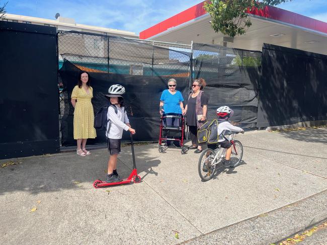 Rose Bay Action Group members Katrina Leslie (left), Rosemary Marando (right) and her mum Mary (centre) at the site. Children frequently use Albemarle Ave to commute to Rose Bay Public School.