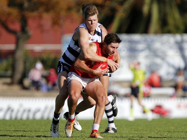 SANFL: North adelaide v South Adelaide at Prospect Oval - South AdelaideTom Fields and North Adeaide Matt McDonough - picture Deb Curtis