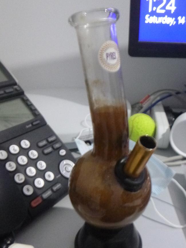 A bong is intercepted and confiscated from a visitor's car by SOG officers at Shortland Correctional Centre. Picture: Supplied