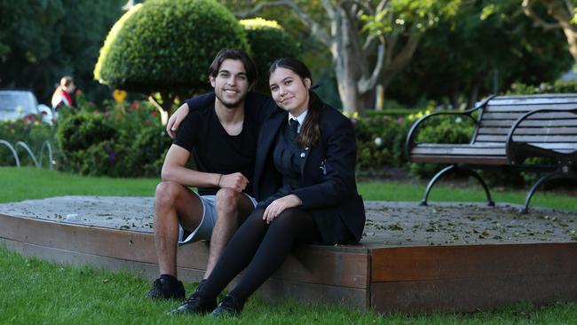 Family tradition: Lightning Ridge siblings Kyh Samuelsson, 18, and sister Jaidey, 14, in Sydney on Thursday. Picture: Britta Campion