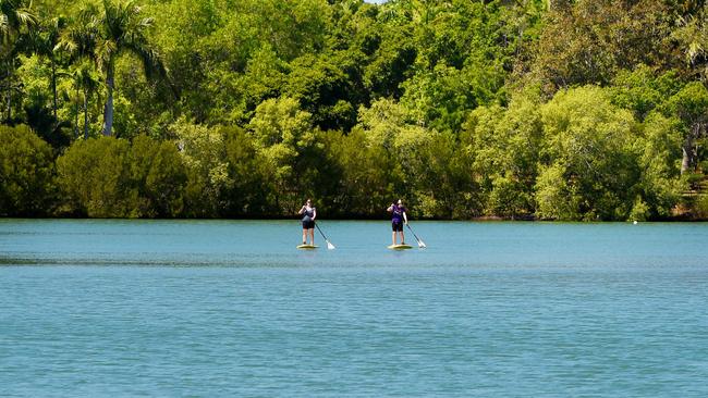 People enjoy paddling on Lake Alexander, East Point Fannie Bay.