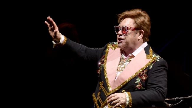 Elton John performs at the Queensland Country Bank Stadium in Townsville. Picture: Evan Morgan