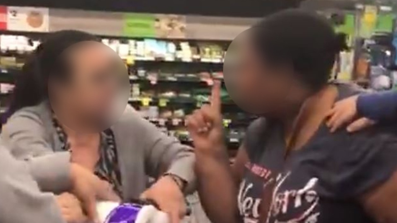 Shoppers fight over toilet rolls in Woolworths Chullora. Picture: Twitter