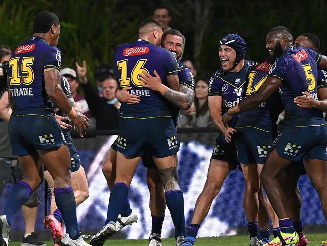 The Storm is vying to become just the second team this century to win back-to-back grand finals. Picture: Bradley Kanaris / Getty Images