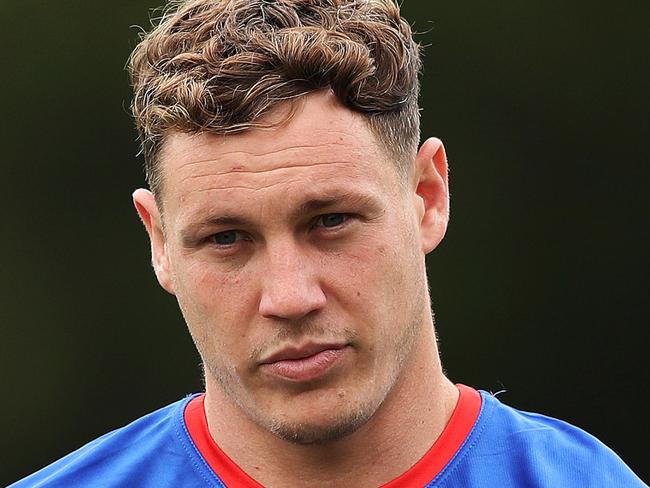 Kurt Mann during Newcastle Knights training at their training ground in Mayfield. Picture. Phil Hillyard