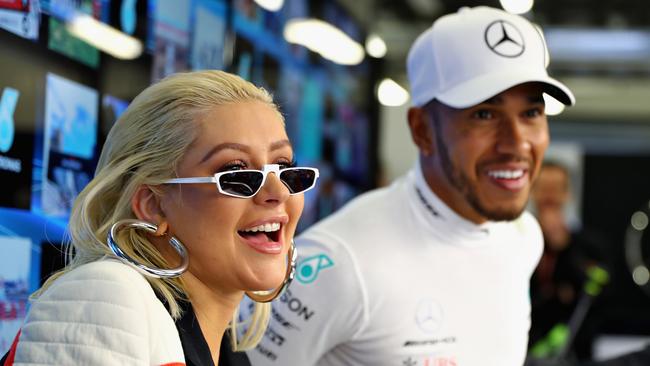 Christina Aguilera and Lewis Hamilton make a nice duet.