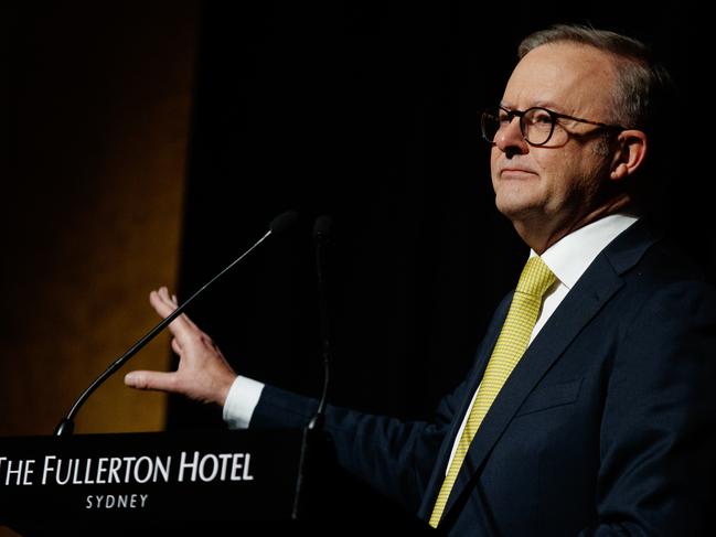 Prime Minister Anthony Albanese during a toast honouring Hooper. Picture: NewsWire / Nikki Short