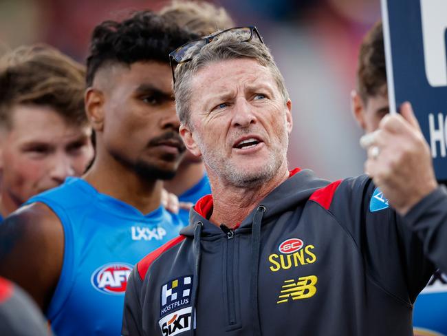 Suns coach Damien Hardwick says side must ‘execute better’ in attack. Picture: Dylan Burns/AFL Photos via Getty Images