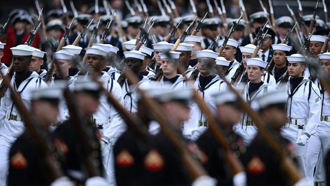 March past to farewell Mark Milley at Joint Base Myer-Henderson Hall in Arlington, Virginia, on Friday. Picture: AFP