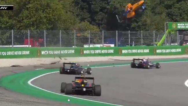 LUCKY: Formula Three driver Alex Peroni survived this spectacular crash at Monza on Saturday, September 7. Picture: Video footage