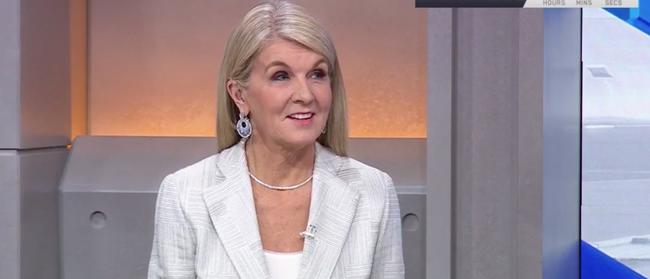 Julie Bishop appearing on the Channel 9 Live Election coverage.