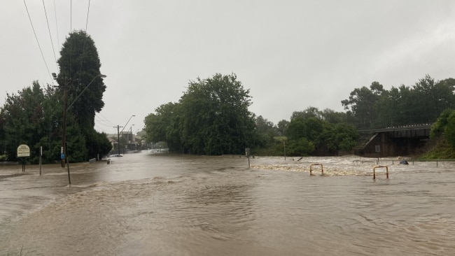 Flooding in the NSW Southern Highlands on Mittagong Rd. Picture: Adelaide Lang